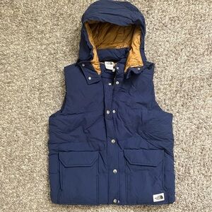 The North Face Navy and Gold Hooded Vest